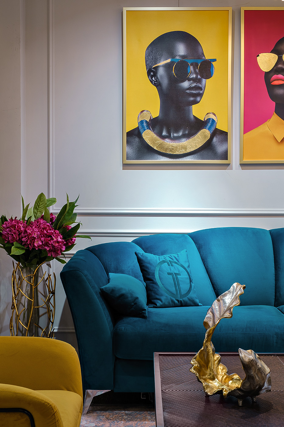 Тарелка декоративная "Лист" металлическая золото/хром Garda Decor 71PN-0780