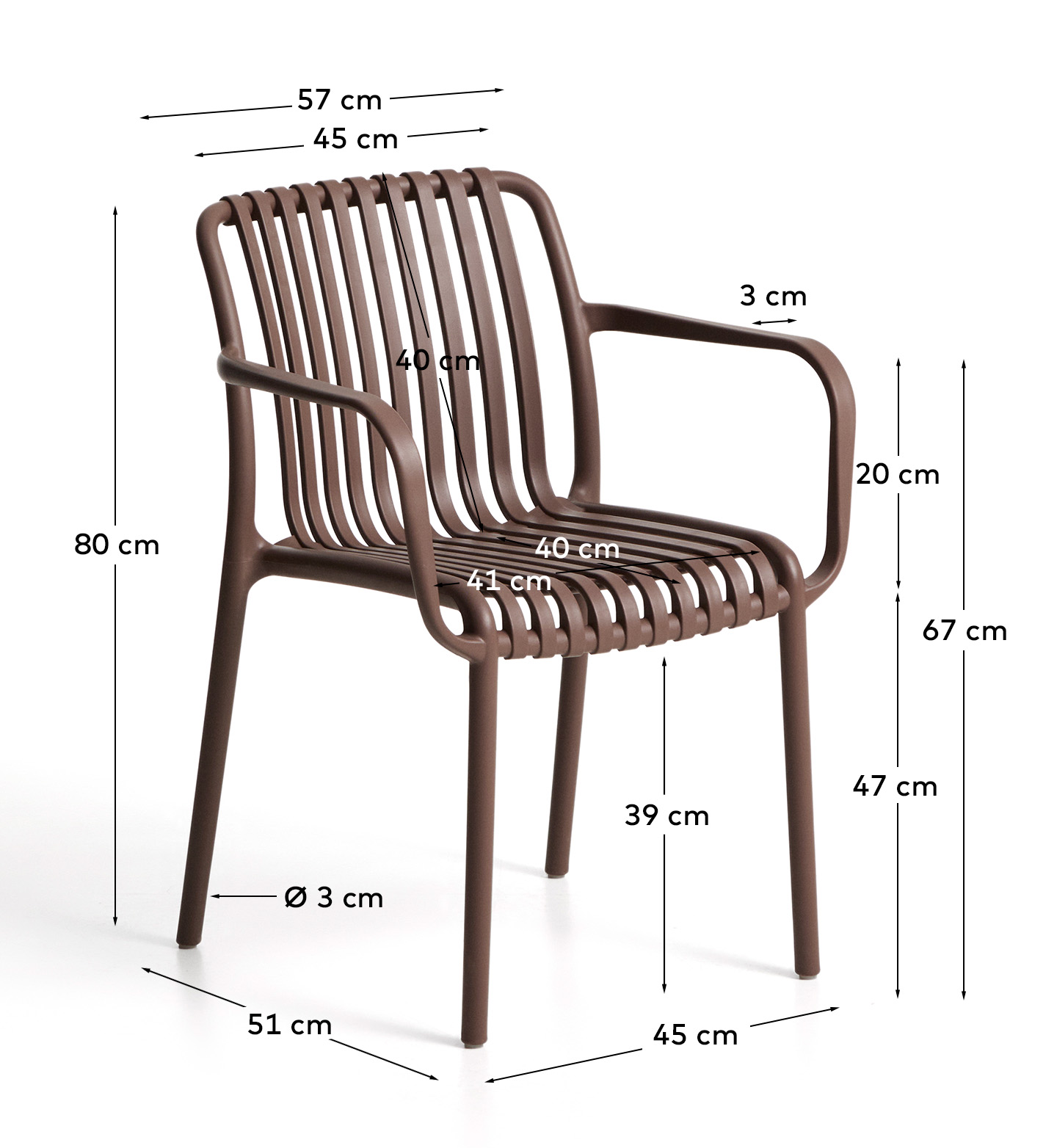 Уличный стул Isabellini из пластика коричневого цвета La Forma 482251
