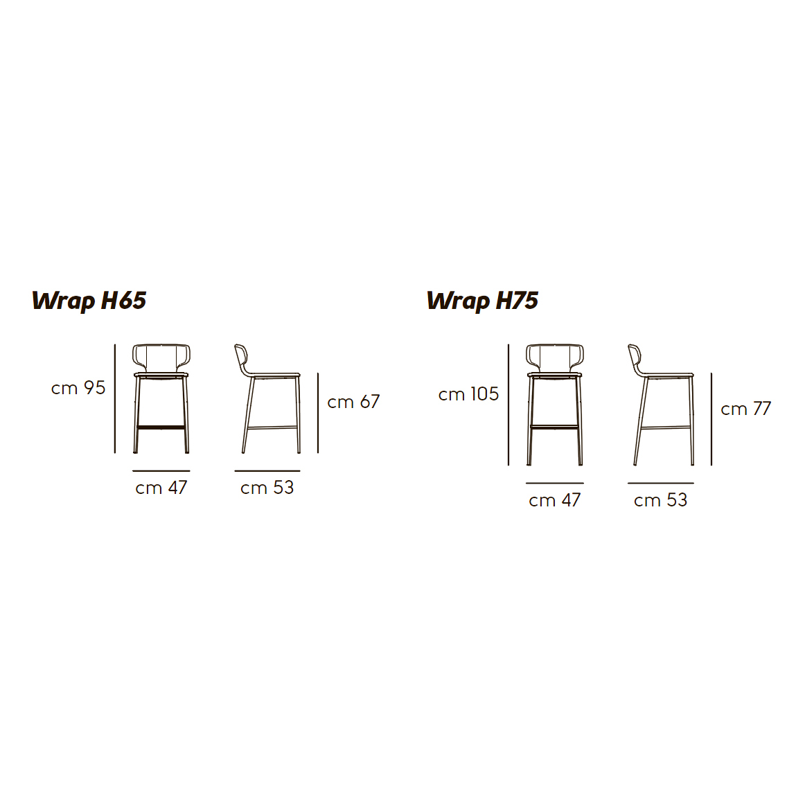 Барный стул Midj Wrap H65 M TS S1590H0