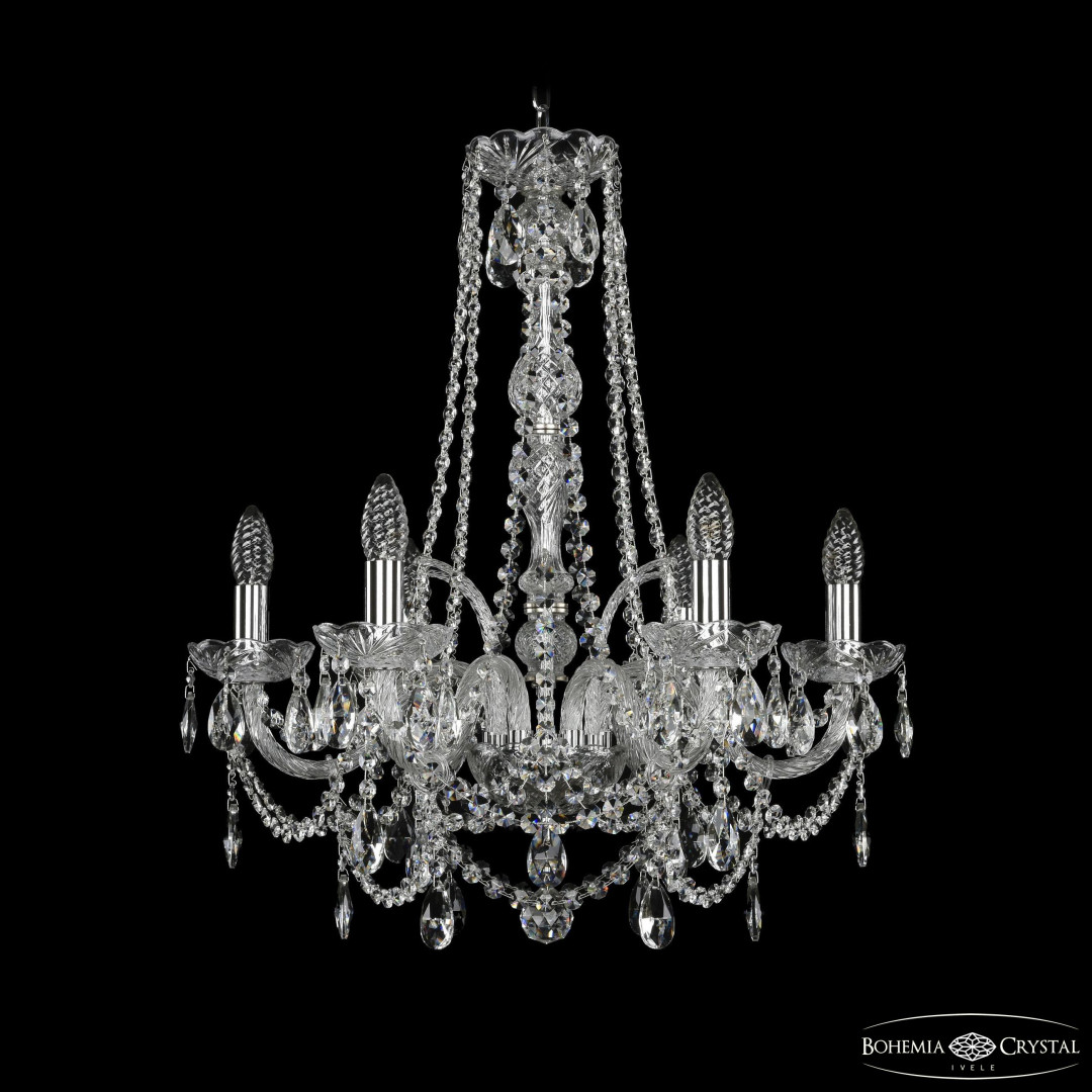 Люстра хрустальная 1411/6/195/h-62 Ni Bohemia Ivele Crystal