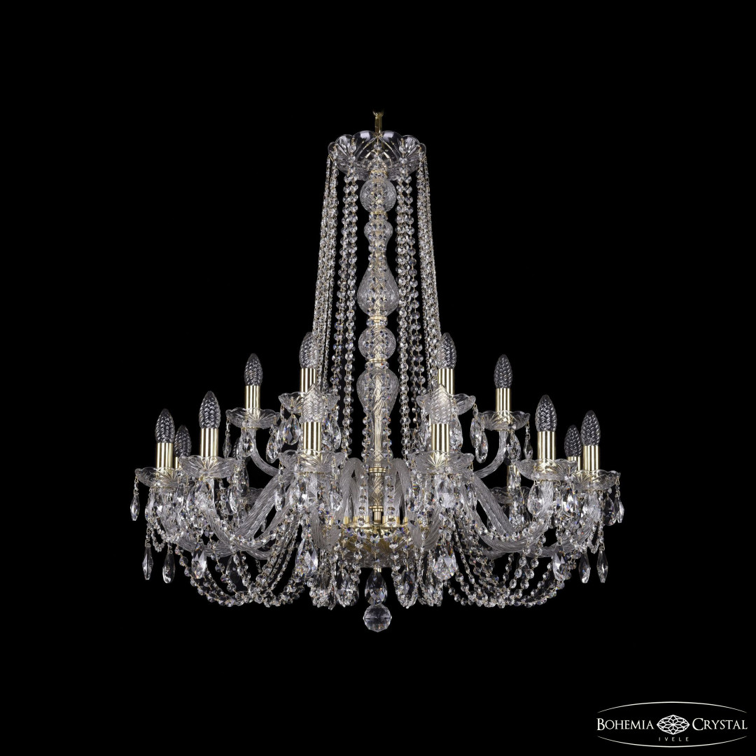 Люстра хрустальная 1402/12+6/300/h-90 G