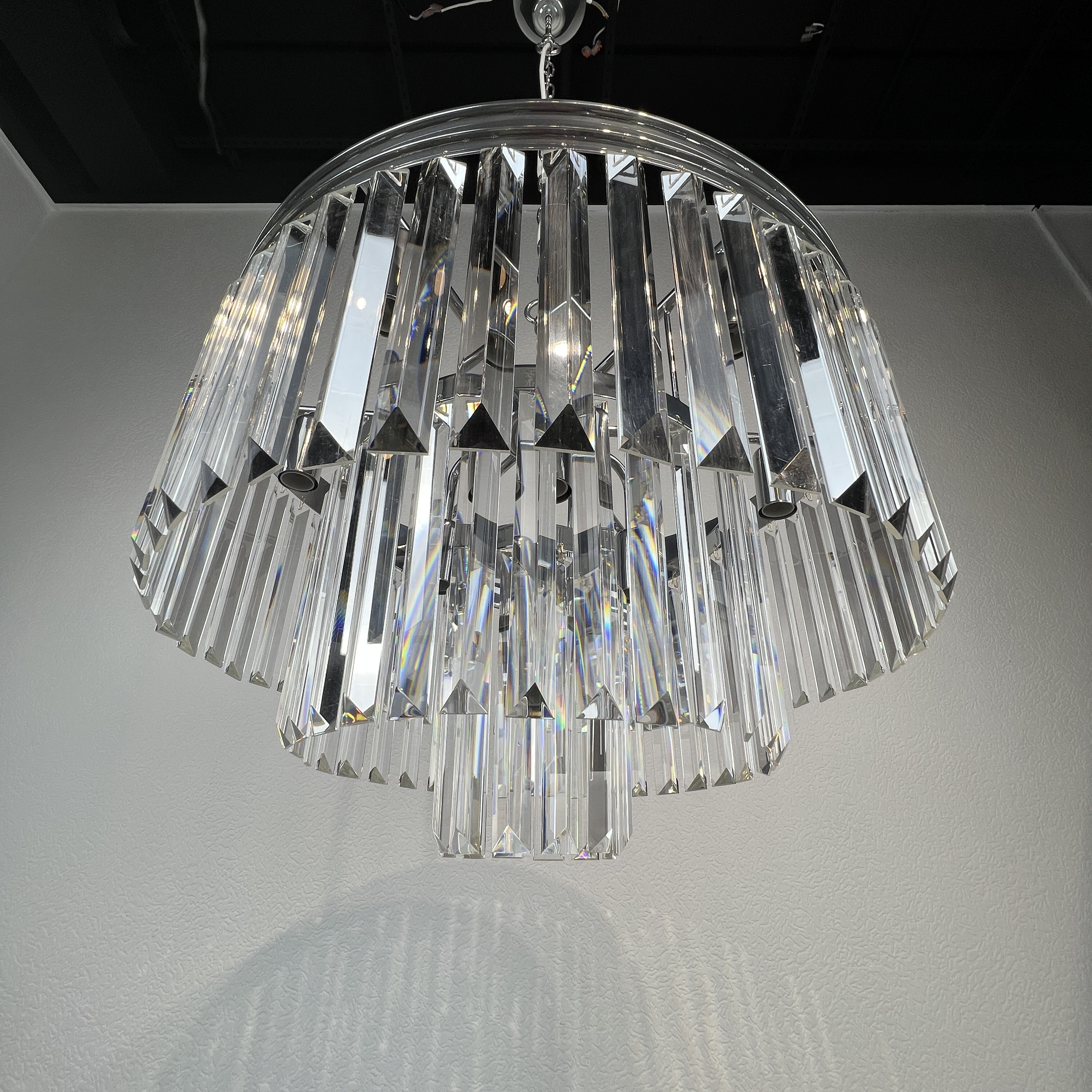 Люстра Rh 1920S Odeon Clear Glass Fringe 3-Tier Chandelier Chrome By Imperiumloft