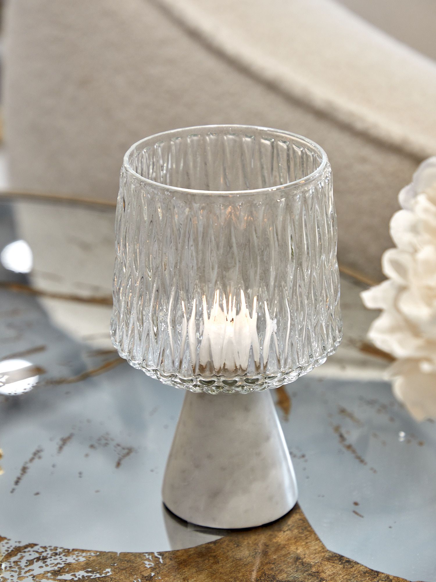 Подсвечник на мраморной подставке Glasar C5557