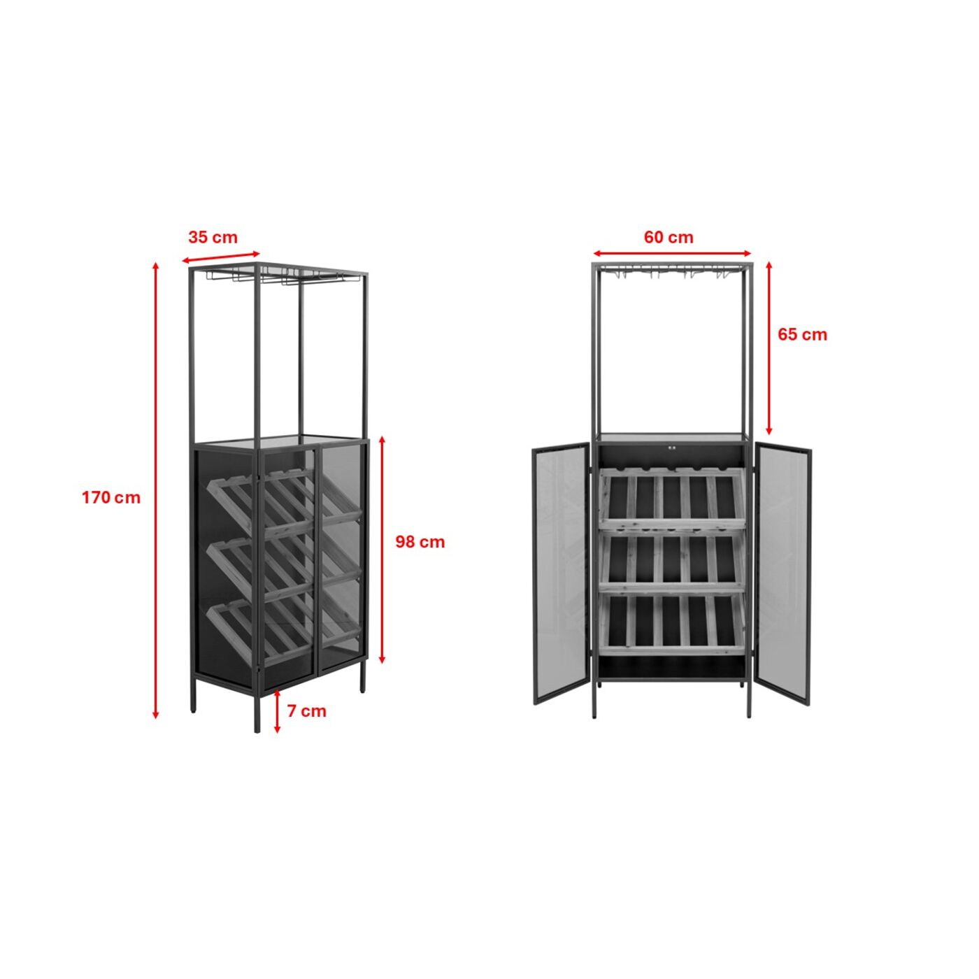 Винная полка Lisboa Bar Black 60x170cm KARE 70149
