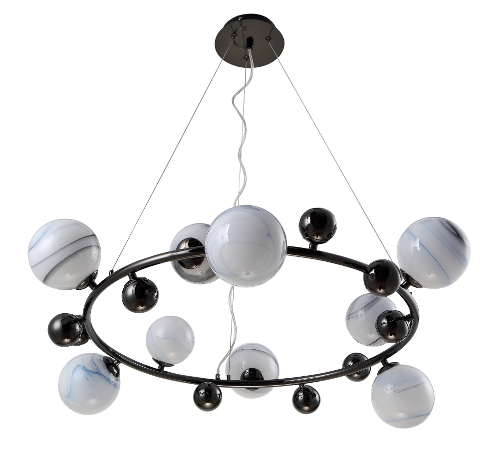 Светильник подвесной Crystal Lux SALVADORE SP9H BLACK CHROMIUM