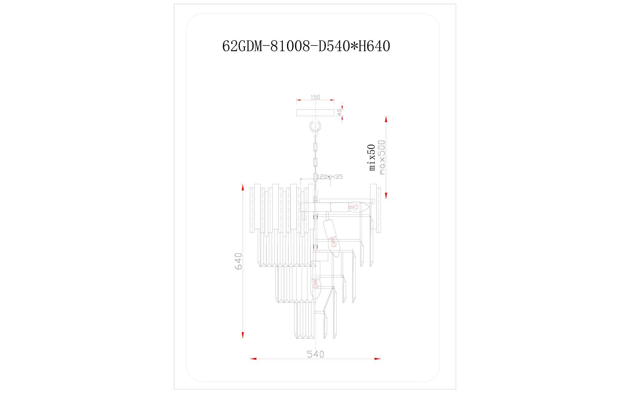 Люстра с кристаллами (золото) Garda Decor 62GDM-81008-540