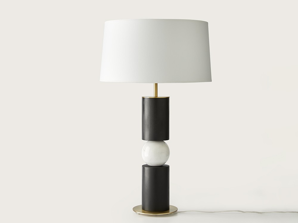 Настольная лампа Alda золотой металл/черное дерево/белый мрамор + белый абажур 801011/35 Aromas del Campo