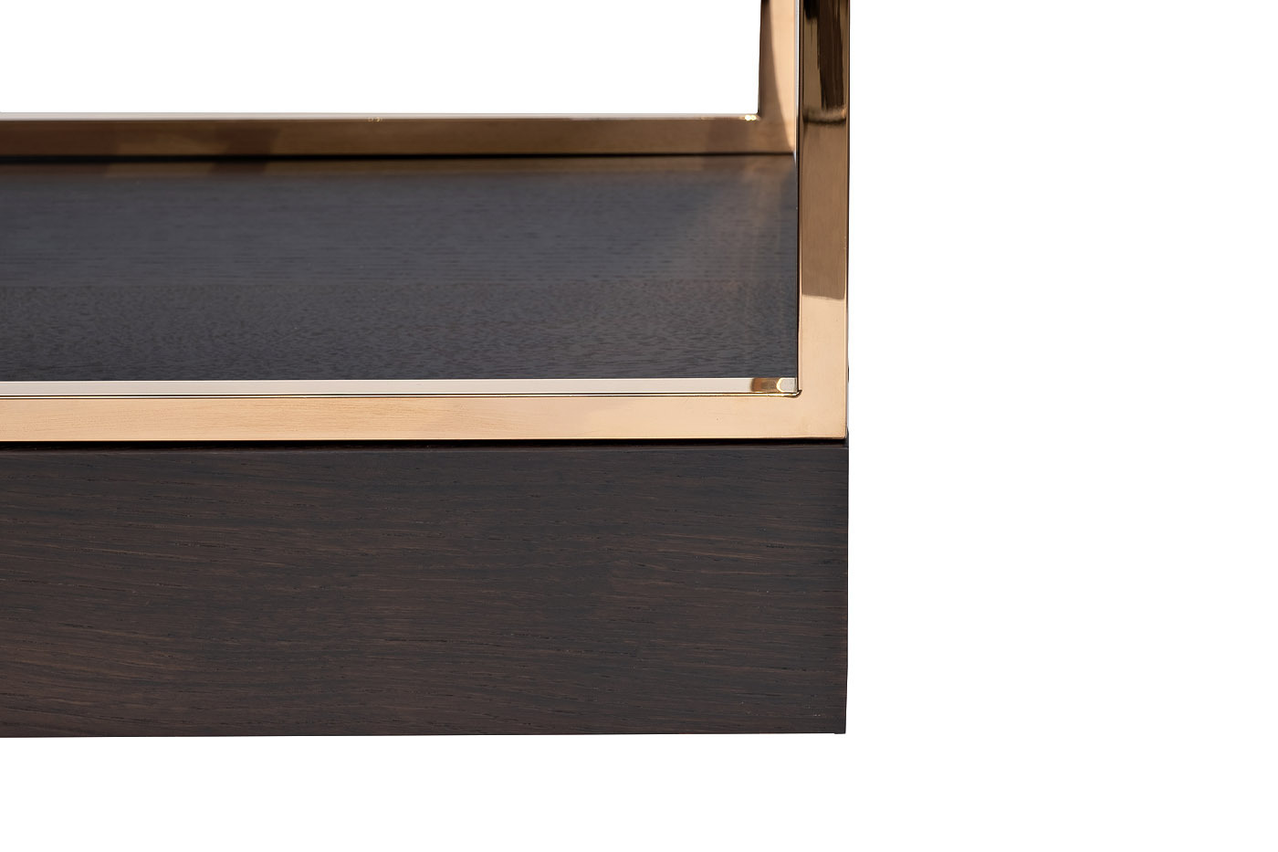 Стеллаж-полусфера розовое золото/темный шпон Garda Decor 77IP-SH1003