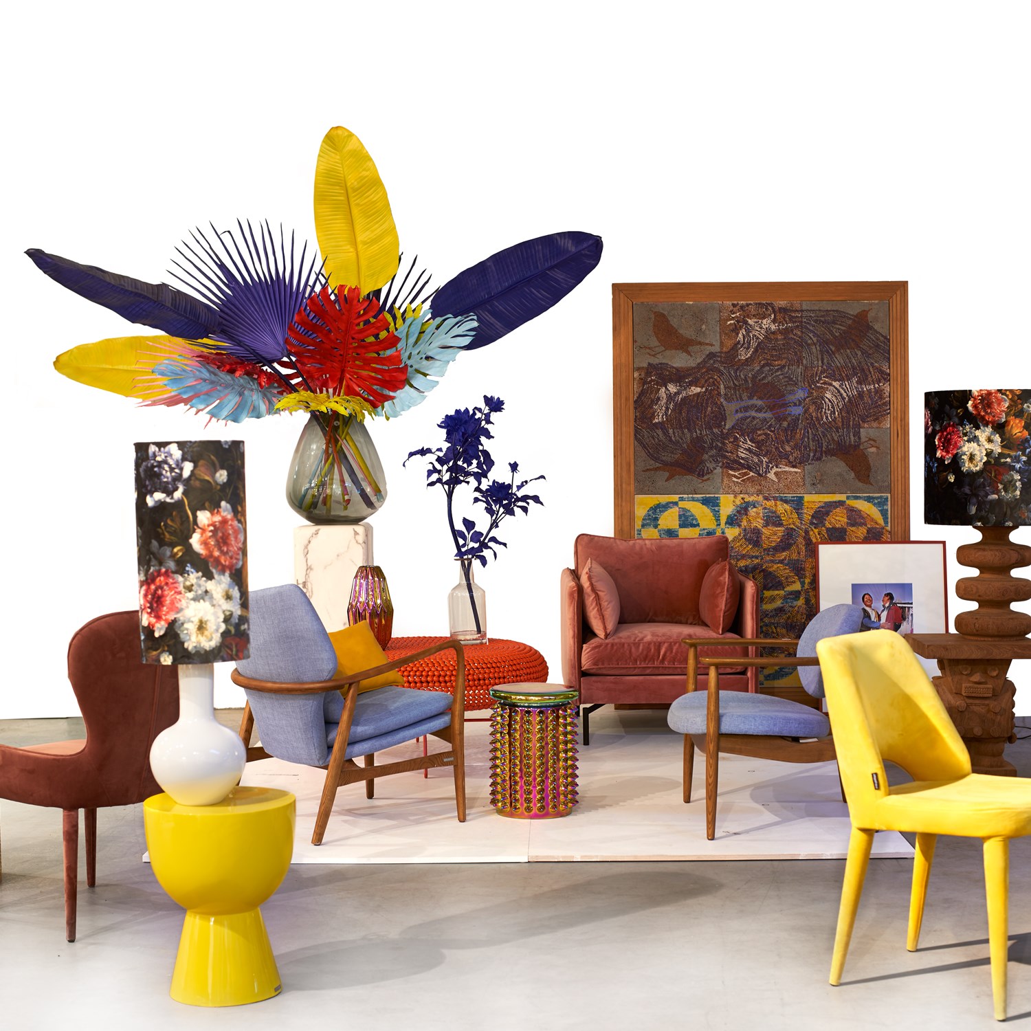 Искусственные цветы Pols Potten Fan palm leaf light blue