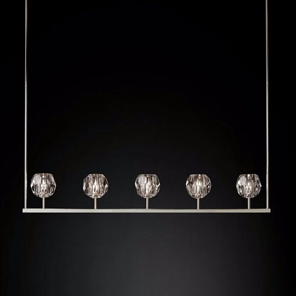 Люстра RH Boule De Cristal Linear Chandelier 5 Nickel by ImperiumLoft
