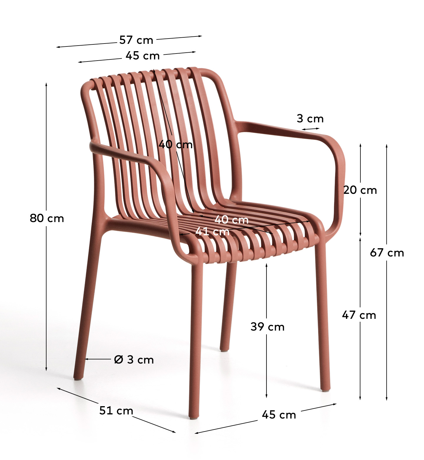 Уличный стул Isabellini из пластика терракотового цвета La Forma 482253