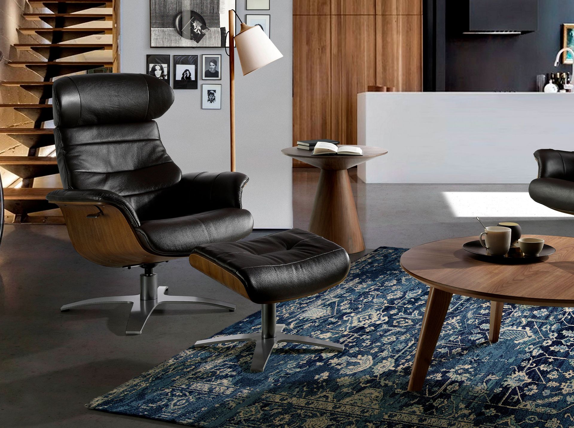 Поворотное кресло-реклайнер 5034/A928 из шоколадно-коричневой кожи Angel Cerda