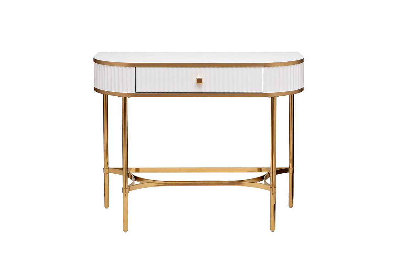 Консоль с ящиком белая/золото Garda Decor KFG166