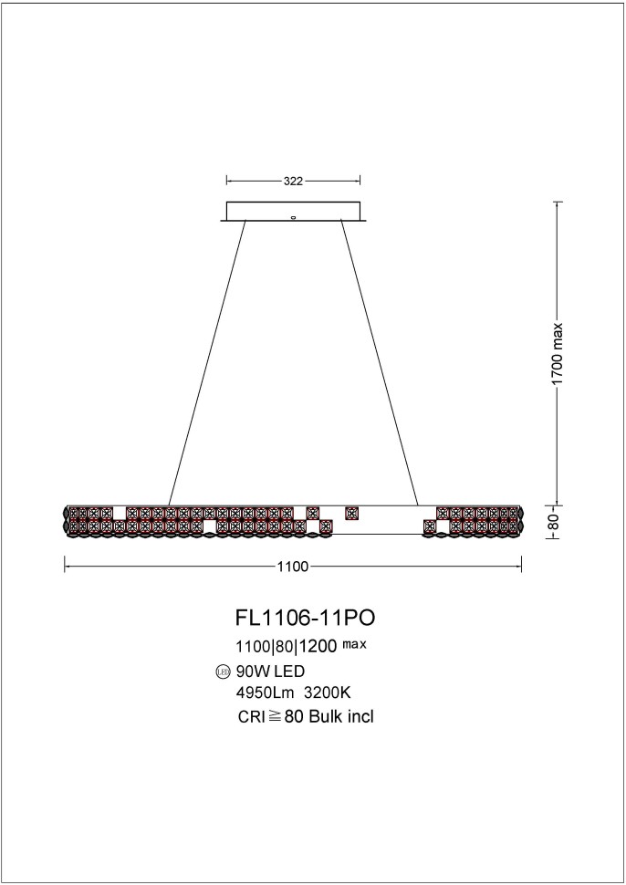 Люстра подвесная Fluorite FL1106-11PO