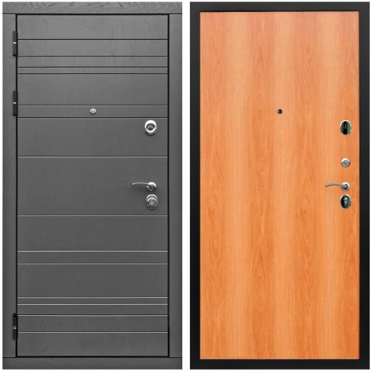 Дверь входная Graf Роял Вуд МДФ 10 мм Роял Вуд графит / МДФ 6 мм ПЭ Миланский орех