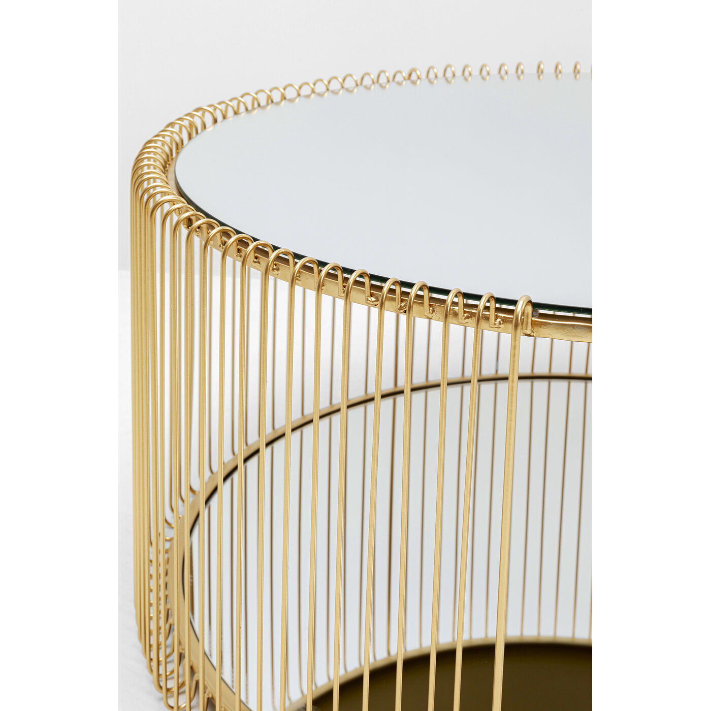 Стол кофейный Wire Double Brass Ø80cm KARE 70336