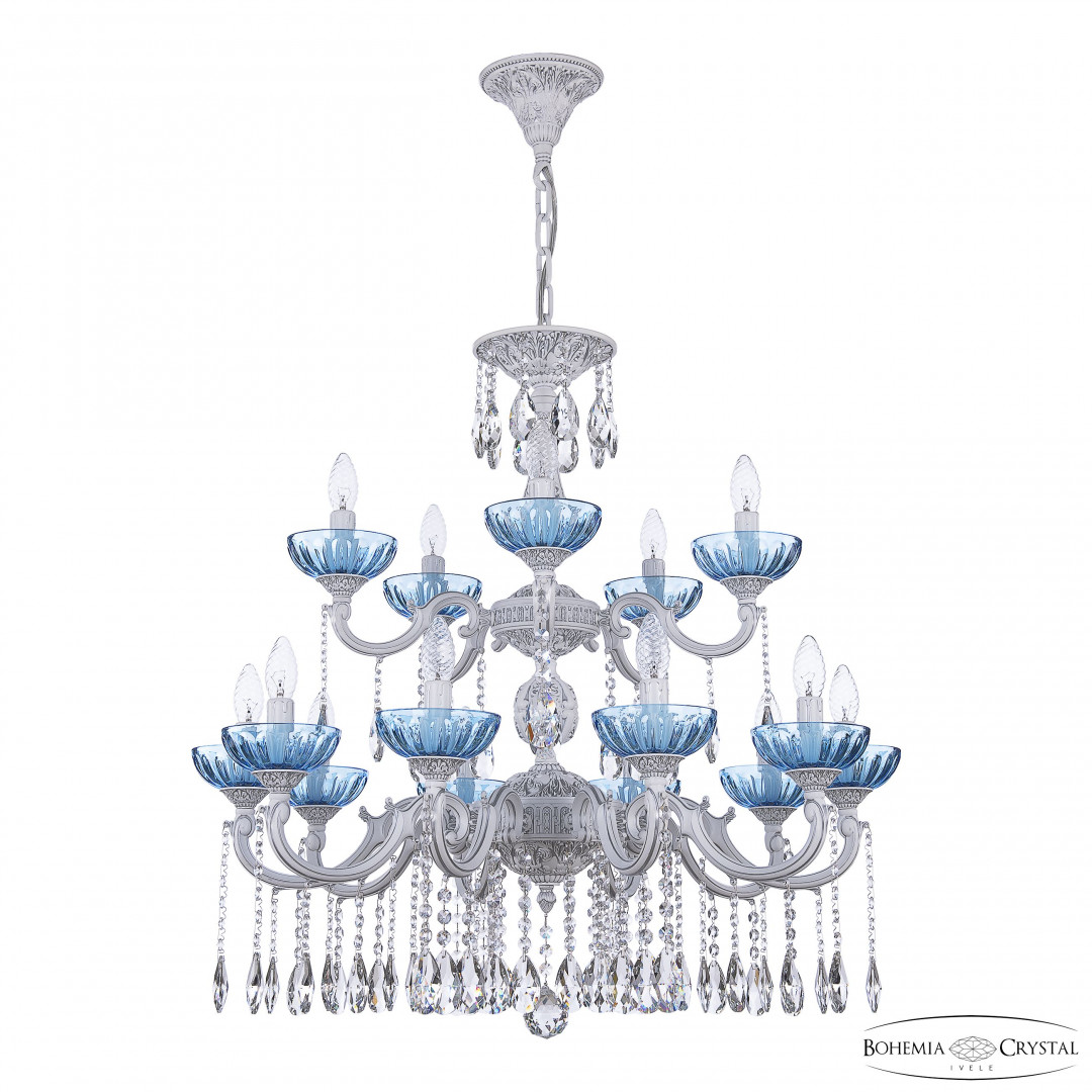Люстра хрустальная AL78101/10+5/250/2D A WMN P Aquamarine/M-1H Bohemia Ivele Crystal