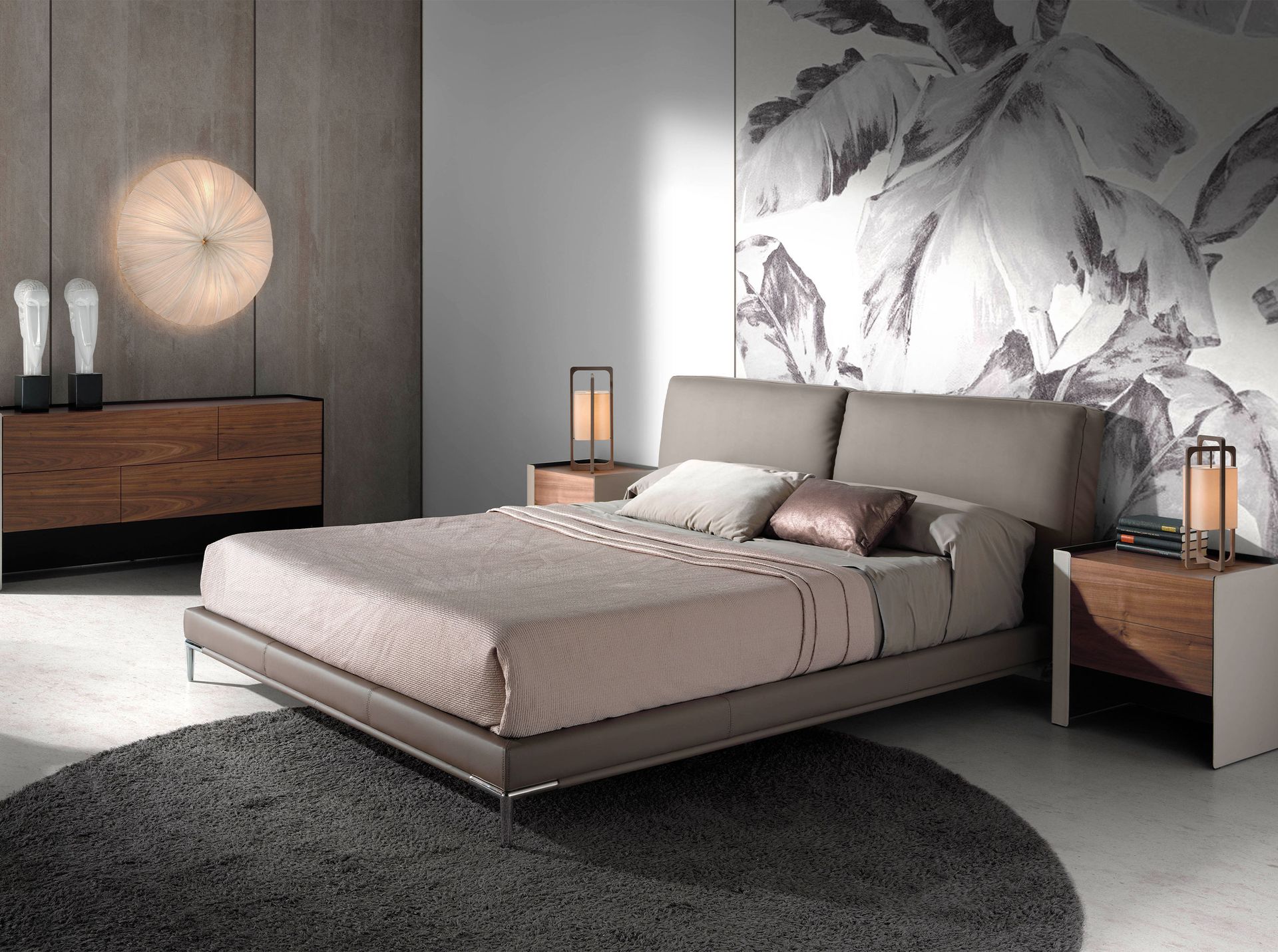 Прикроватная тумбочка MB1802NS / 7118 из кожи и орехового дерева Angel Cerda