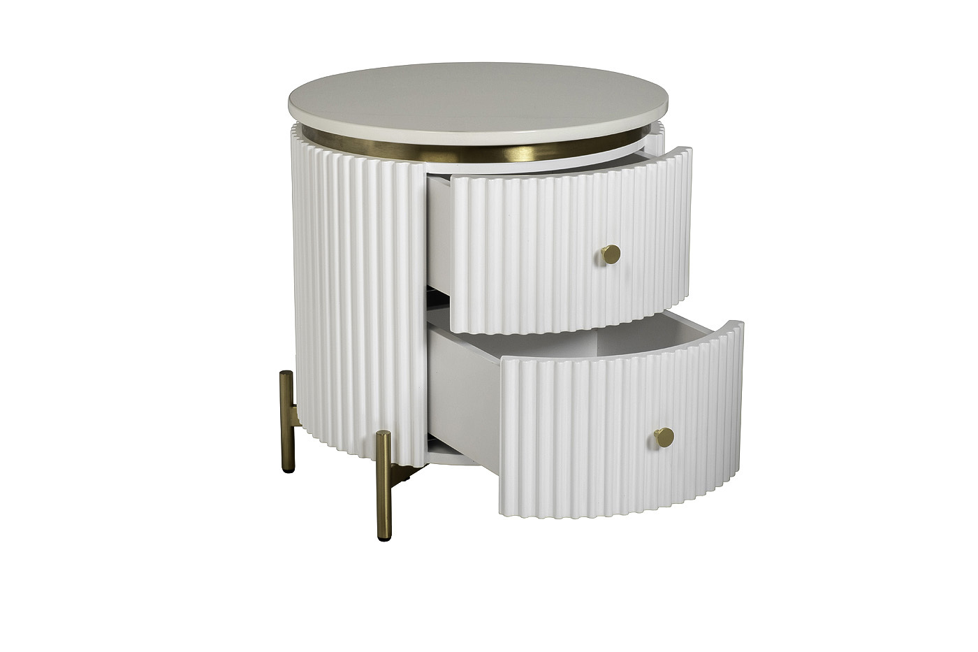 Тумбочка белая с 2мя ящиками и мраморной столешницей Garda Decor 77IP-GD009-TUMB