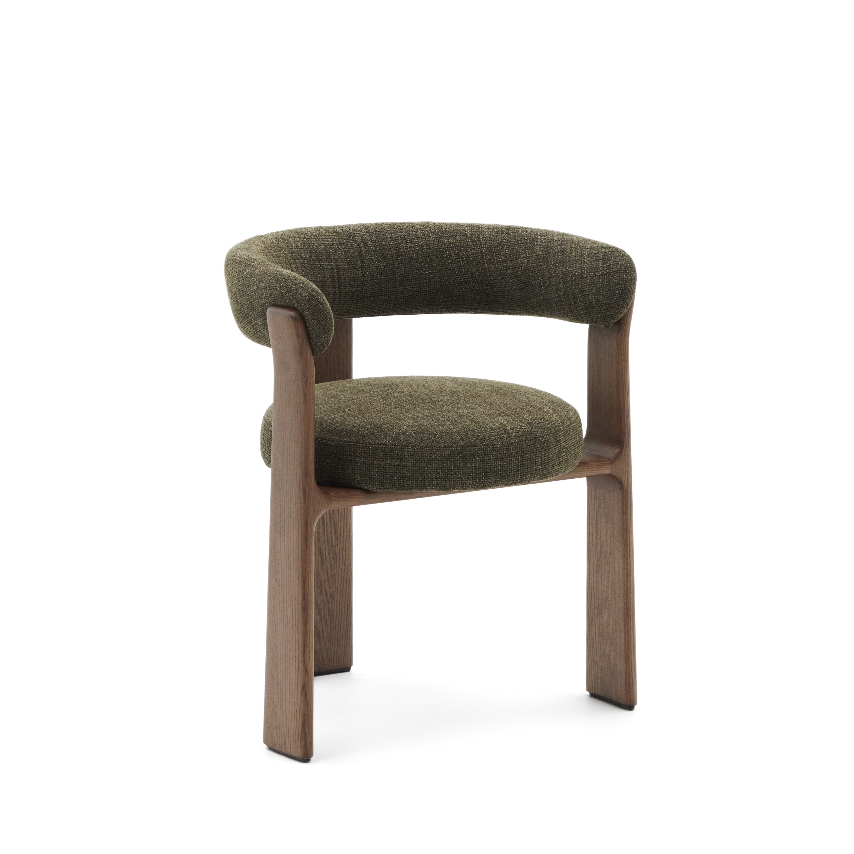 Granite Стул на 3 ножках из зеленого шенилла и массива ясеня в отделке орех La Forma (ex Julia Grup)