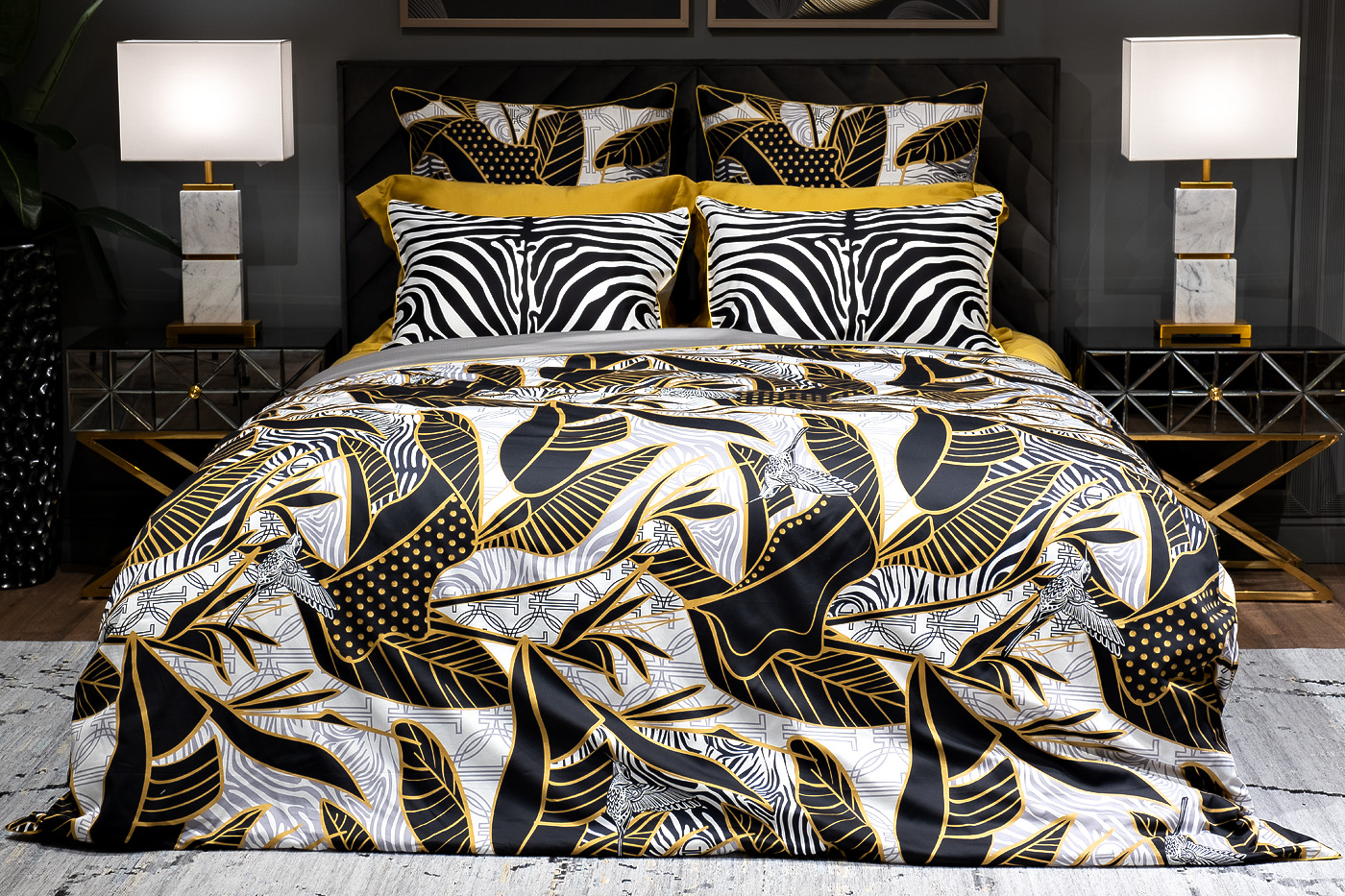 Пододеяльник Тропики 150х215см золото/серый Garda Decor 130HB-00002