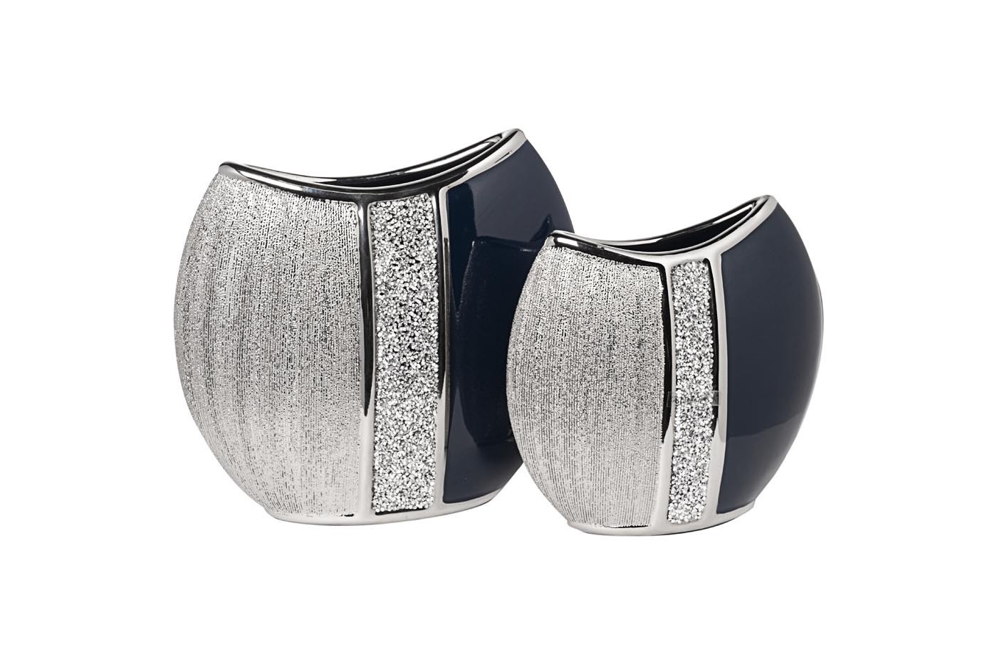 Ваза керамическая синяя с серебром Garda Decor 18H2661M-19