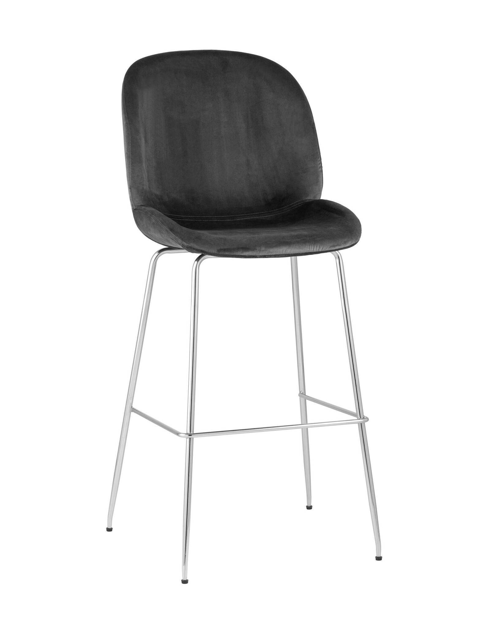 Стул барный Beetle со спинкой серый хромированные ножки Stool Group