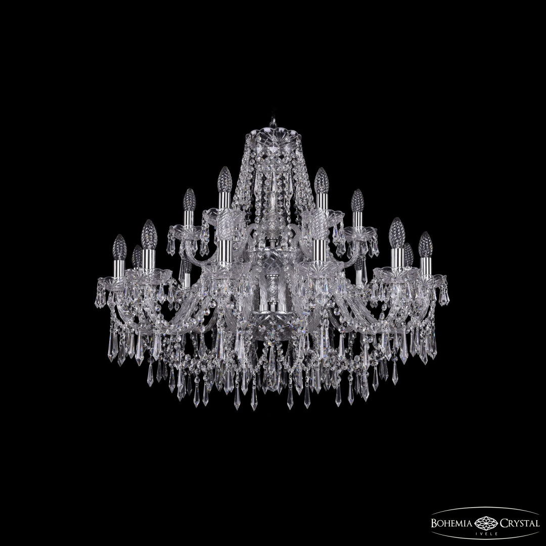 Люстра хрустальная 1403/12+6/300/2d Ni