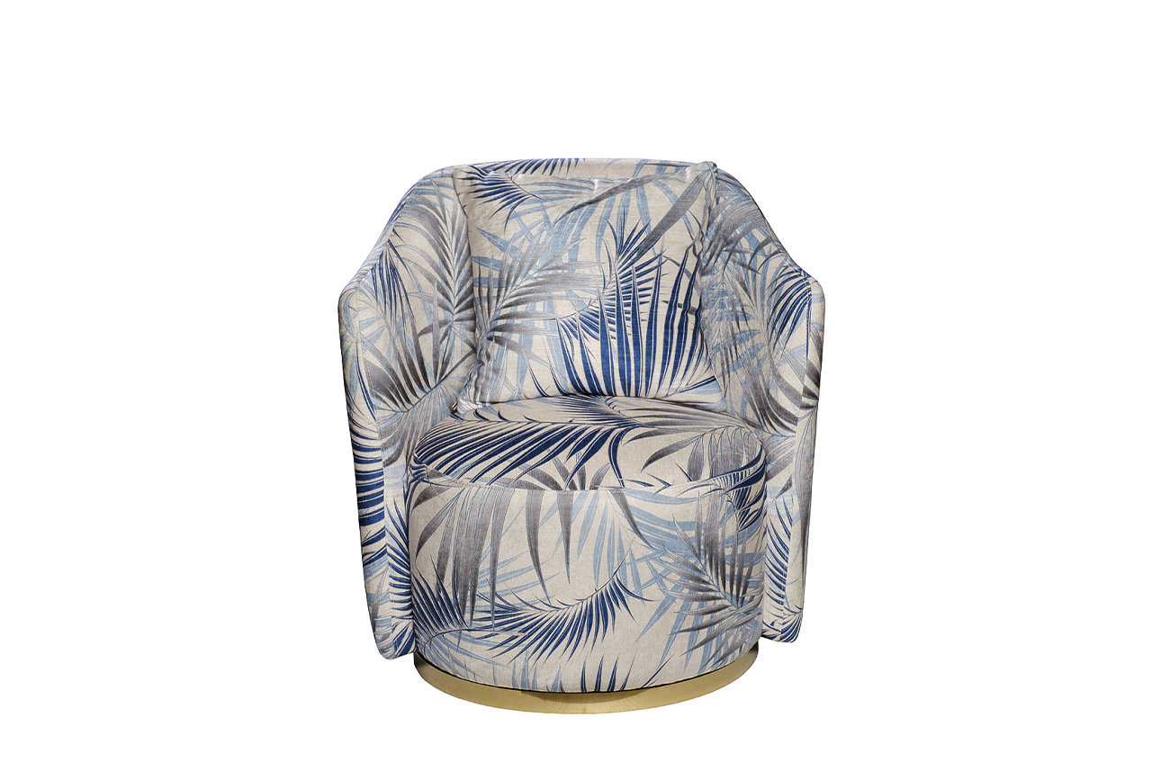 Кресло Verona вращающееся шенил принт "Листья"/золото Garda Decor VERONA-3K-ПРИНТЛИСТЬЯ-016001
