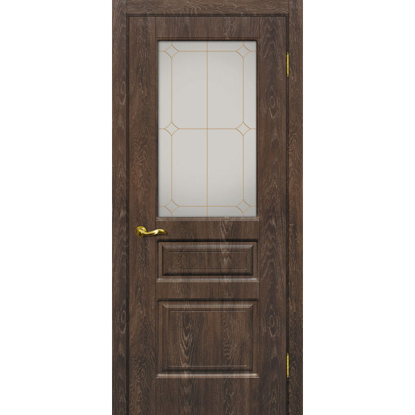 Межкомнатная дверь Graf Версаль-2 Сатинат, контурный полимер золото Дуб корица (2000 х 700)