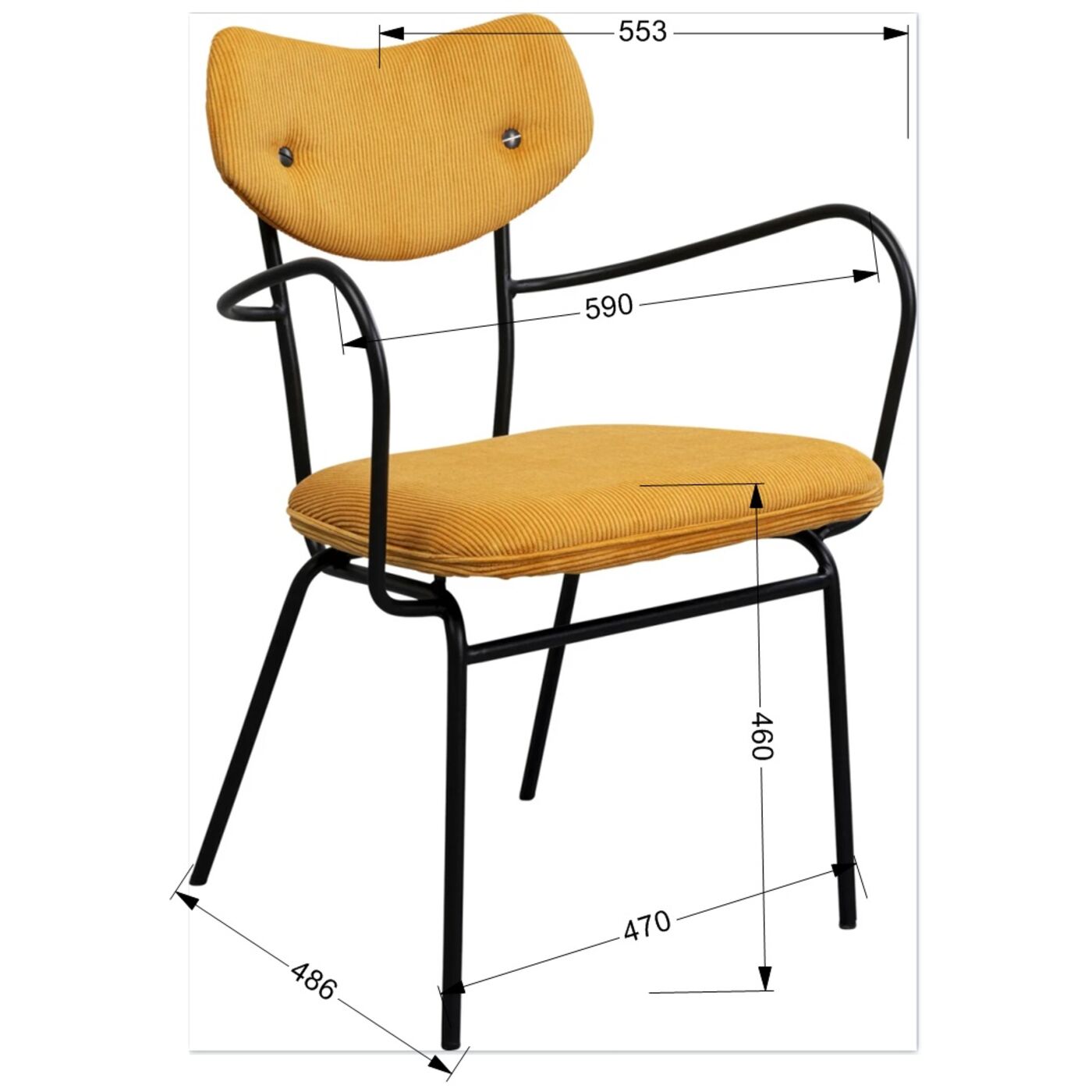 Стул с подлокотниками Viola Yellow KARE 87469