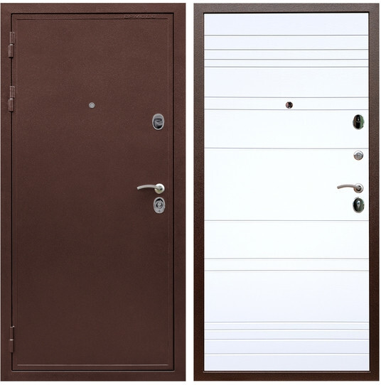 Дверь входная Graf Престиж Антик медь / МДФ 6 мм ФЛ Дуб кантри белый горизонт