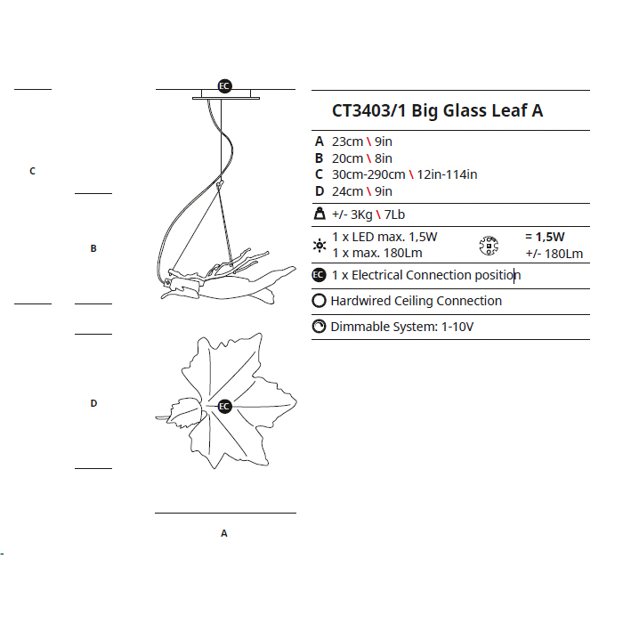Подвесной светильник Serip CT 3403/1 FO/10
