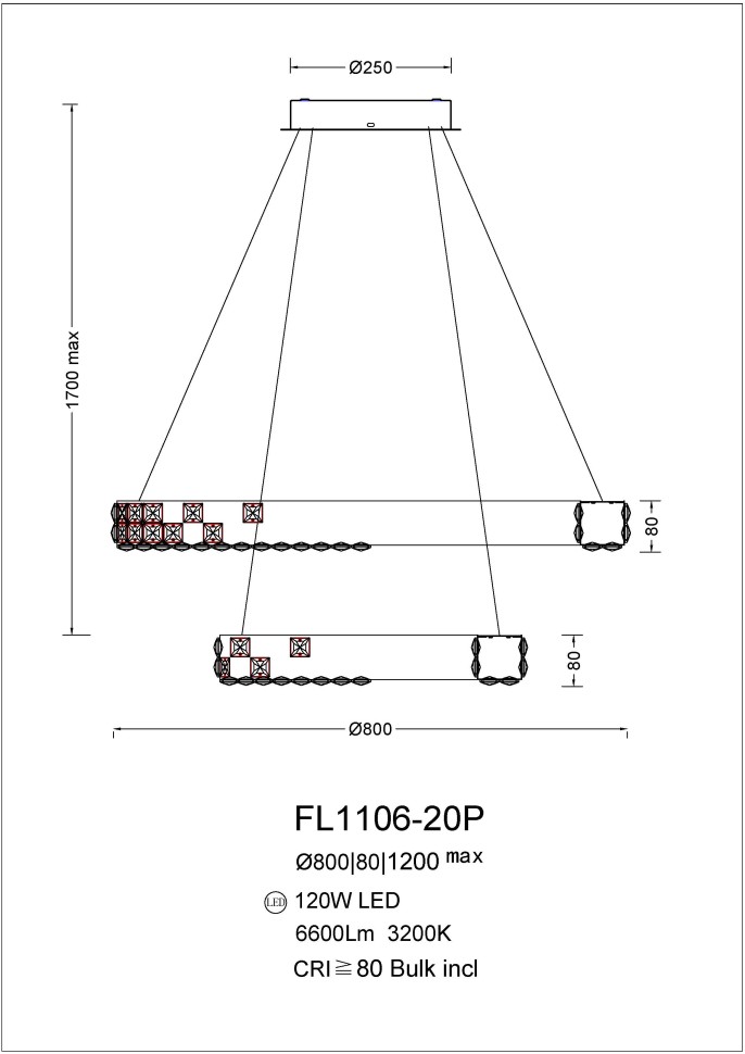 Люстра подвесная Fluorite FL1106-20P