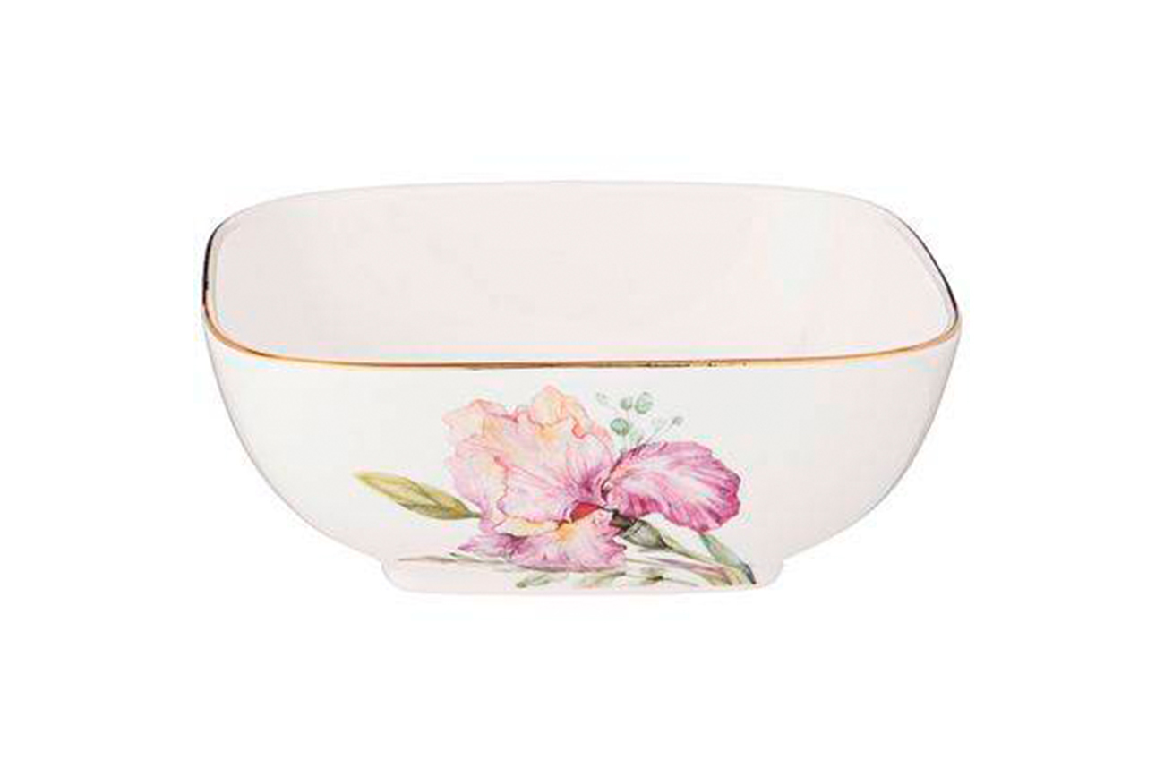 Салатник квадратный "Ирисы" 15 см Garda Decor 590-348