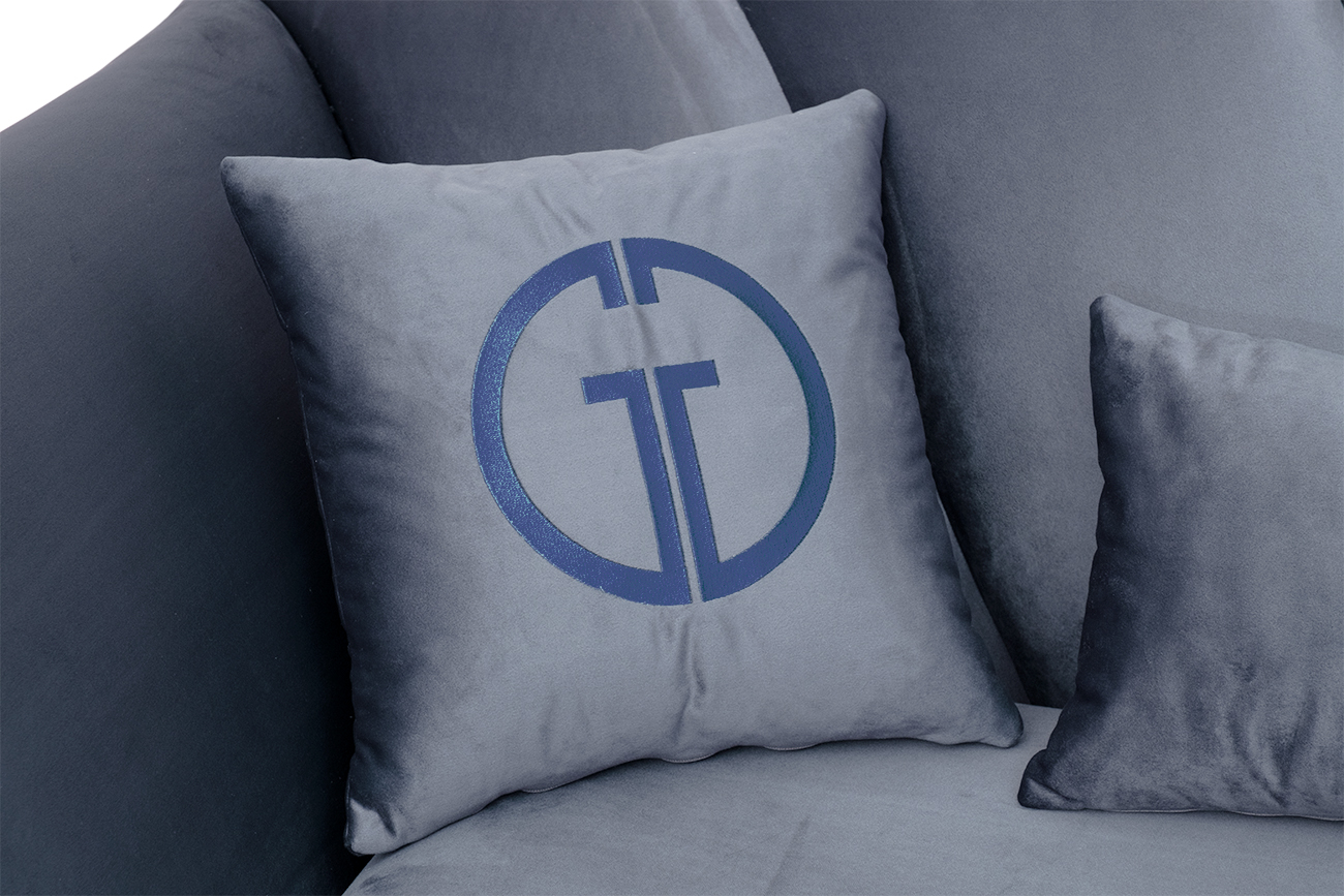 Диван Annette трехместный велюровый сапфир Garda Decor ANNETTE-3-2K-Colt1006