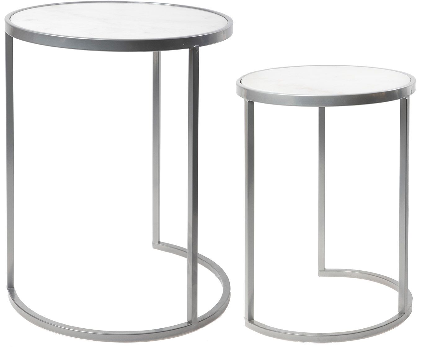 Столики приставные с белым мрамором, набор Glasar 54-094/093