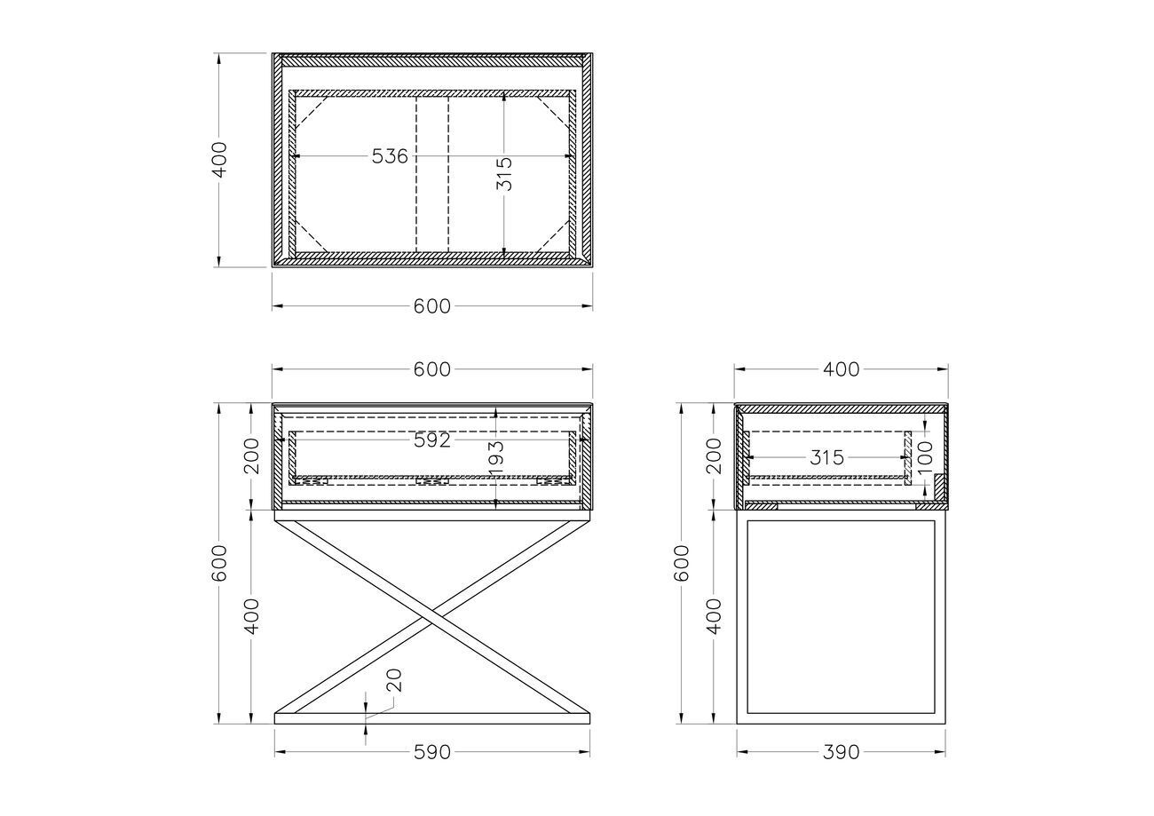Тумбочка зеркальная с выдвижным ящиком Garda Decor KFG090