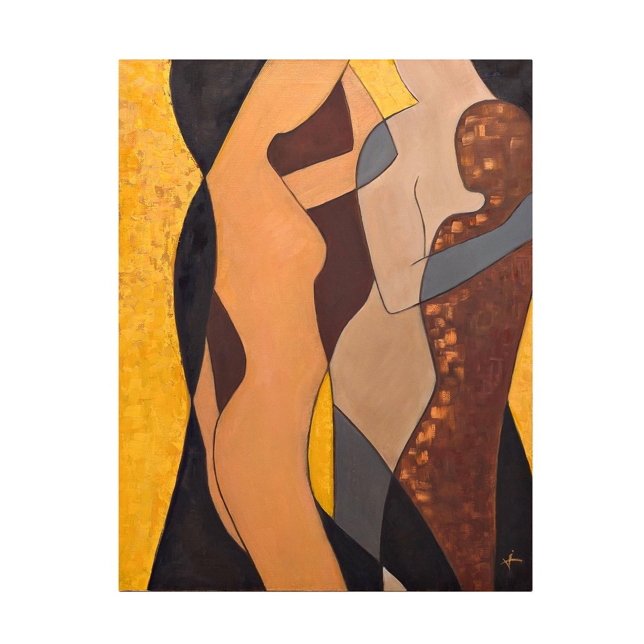 Холст "Фантазия" (золото) в бронзовом багете Garda Decor 89VOR-AQUARELLE10