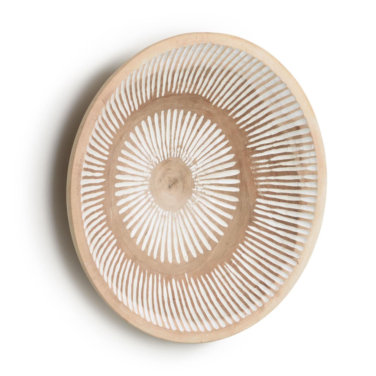 Настенная панель Mely из массива альбиции в белую полоску Ø 49 см La Forma (ex Julia Grup)