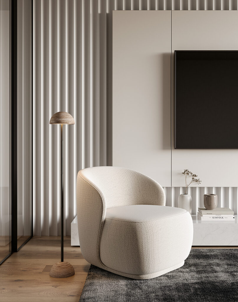 Торшер Big Dussa черный металл / травертин Aromas del Campo