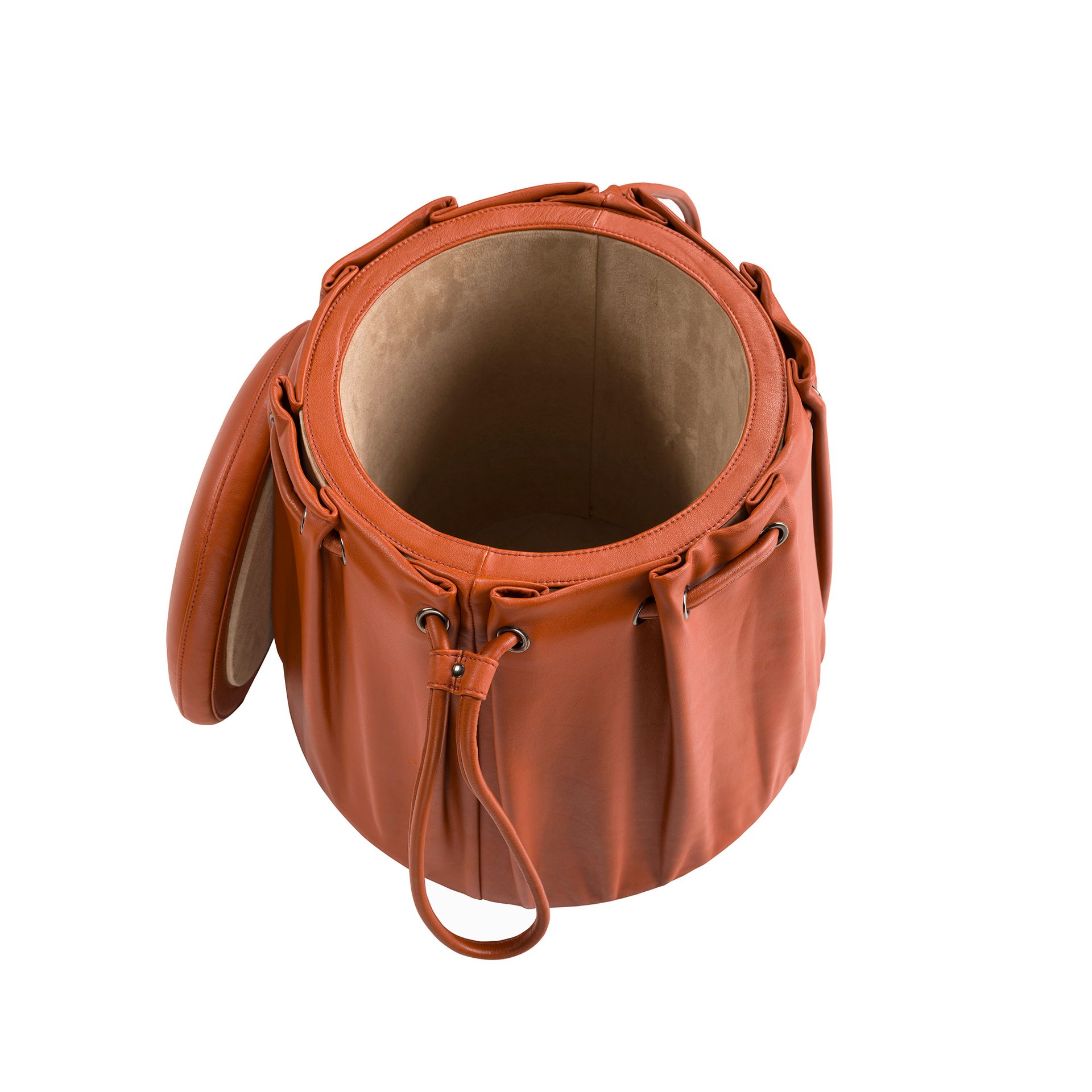 Пуф из оранжевой кожи Caldera модель 5160 Angel Cerda