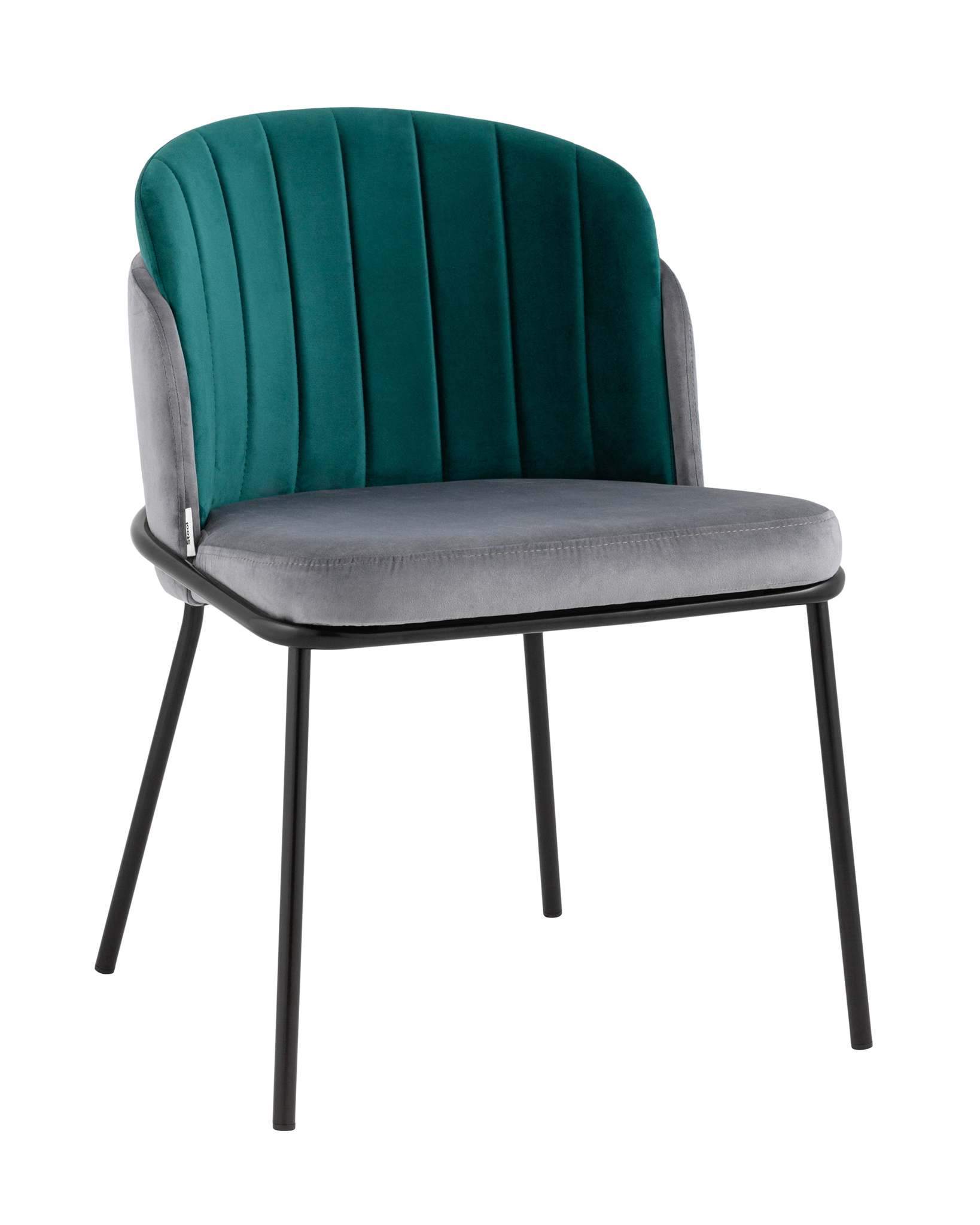 Стул Дабл велюр серый с изумрудной вставкой Stool Group