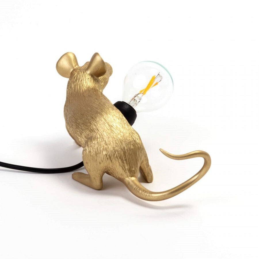 Настольная лампа  Seletti Mouse Lamp Lyie Down Gold USB 15232