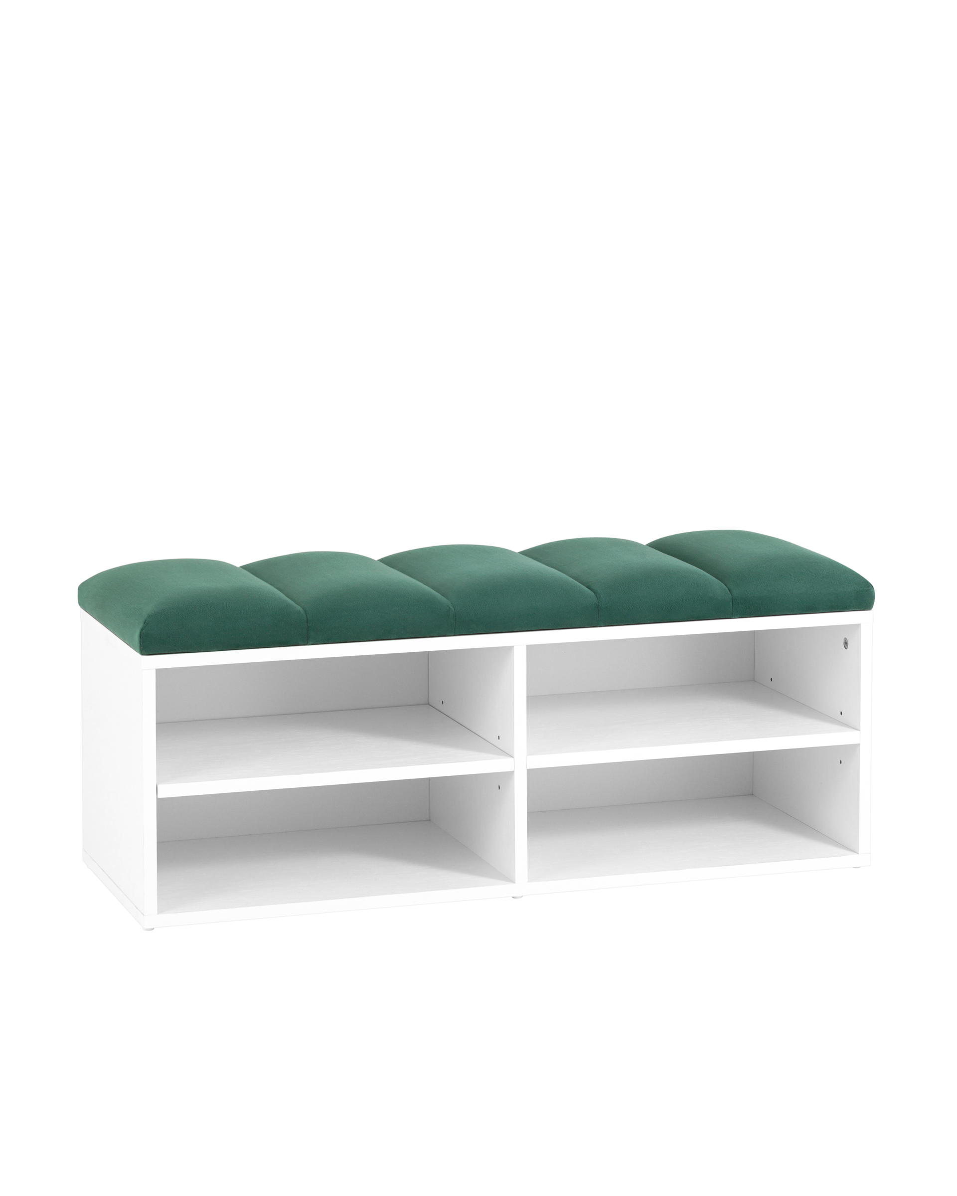 Обувница Хольст 2 белая велюр зелёный Stool Group