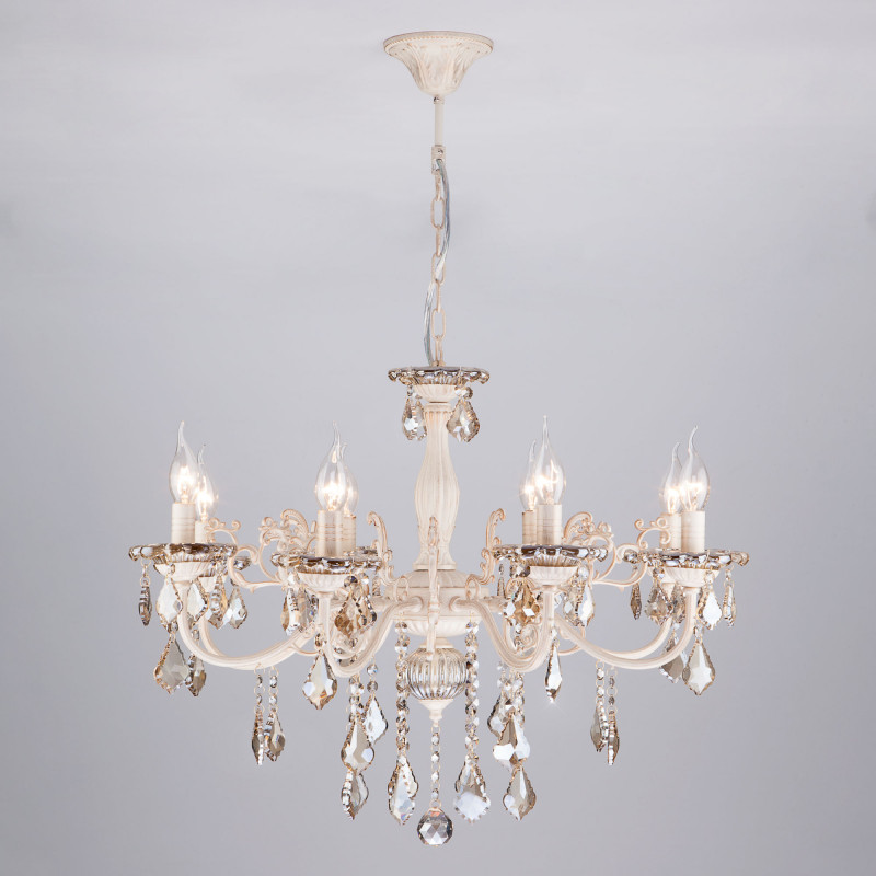 Подвесная люстра Eurosvet 3281/8 белый с золотом/тонированный хрусталь Strot