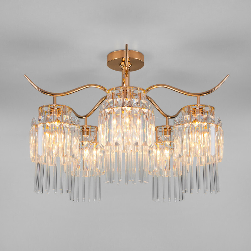 Люстра на штанге Eurosvet 10119/5 золото/прозрачный хрусталь Strotskis