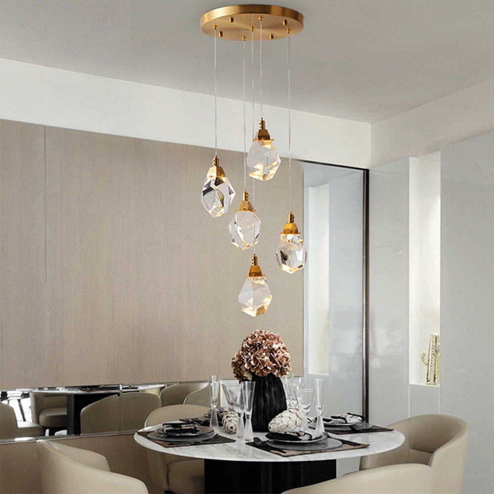 Подвесной светильник  Delight Collection Crystal rock 5 gold