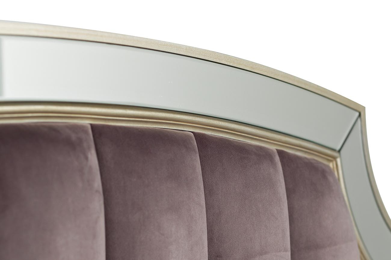 Кровать двуспальная с зеркальными вставками (розово-серая) Garda Decor KFE007-69