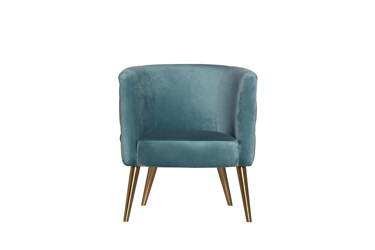 Кресло велюровое бирюзовое на металлических ножках Garda Decor 48MY-2533 TUR GLD